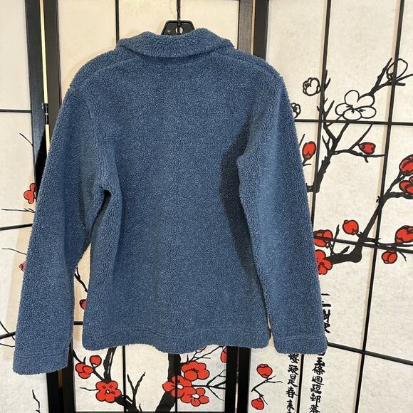 Cabela's Vintage Women's Pile Fleece Jacket Size M Lace Up Neck Blue Pullover - Picture 3 of 4